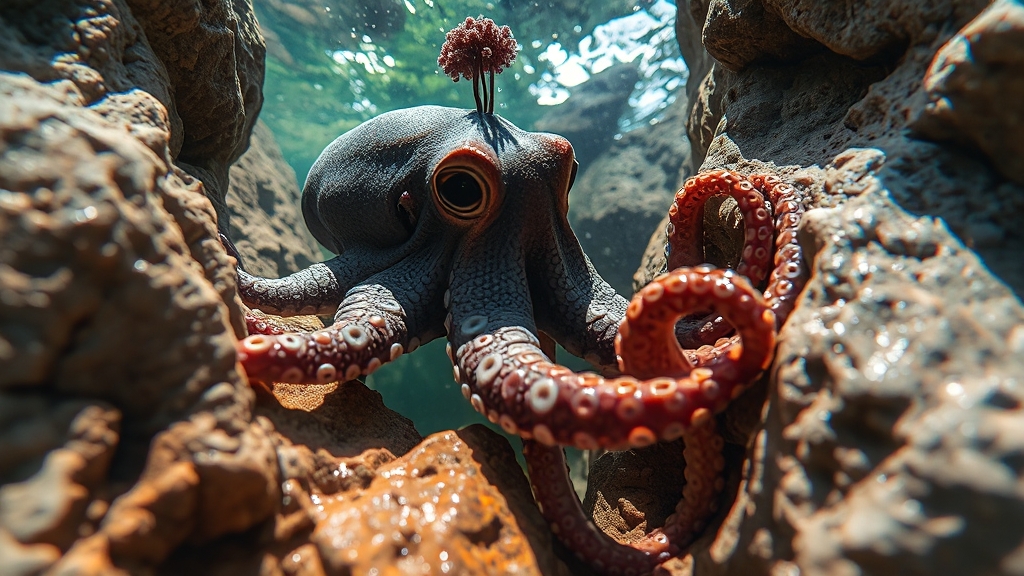 문어의 생태와 특징 (realistic 스타일)
