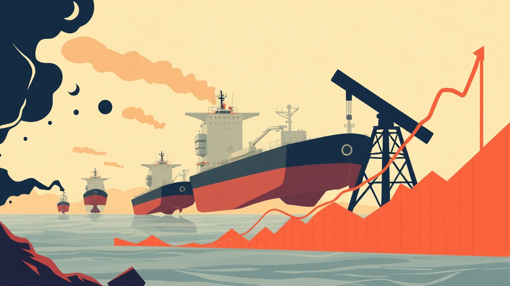국제 유가 폭등: 중동 지정학적 리스크의 파급력 (illustration 스타일)