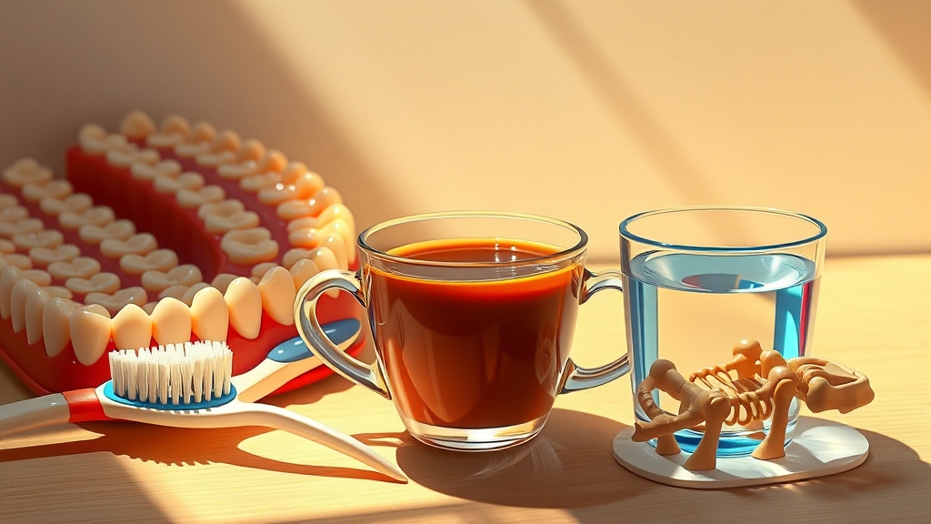 커피와 치아 건강 Q&A (illustration 스타일)