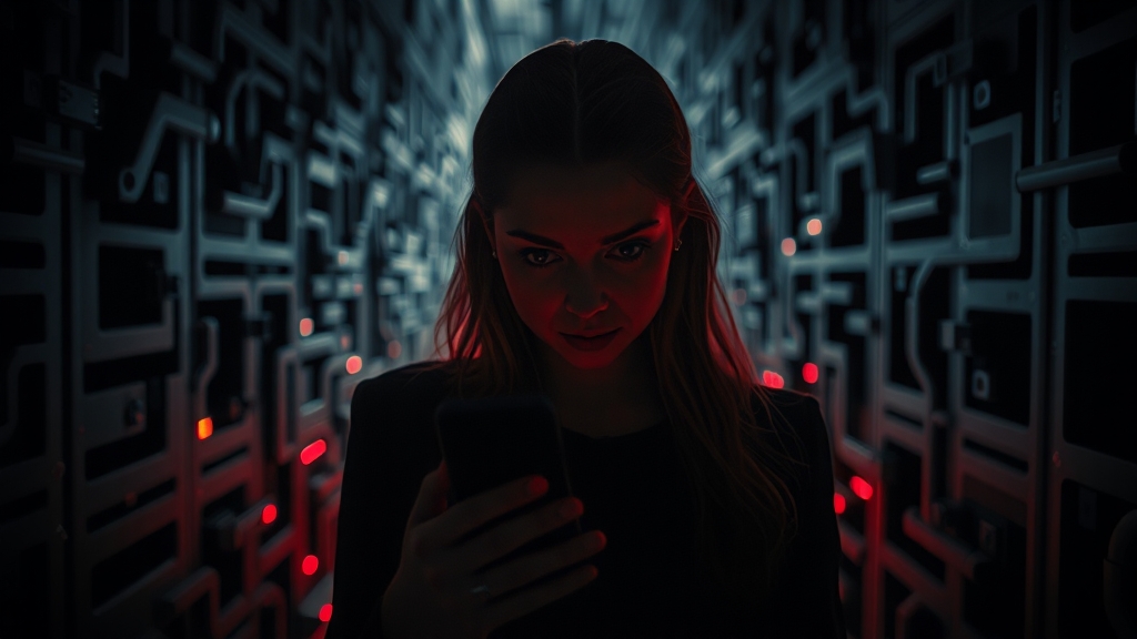 위치추적 앱, 나도 모르게 감시당할까? (realistic 스타일)