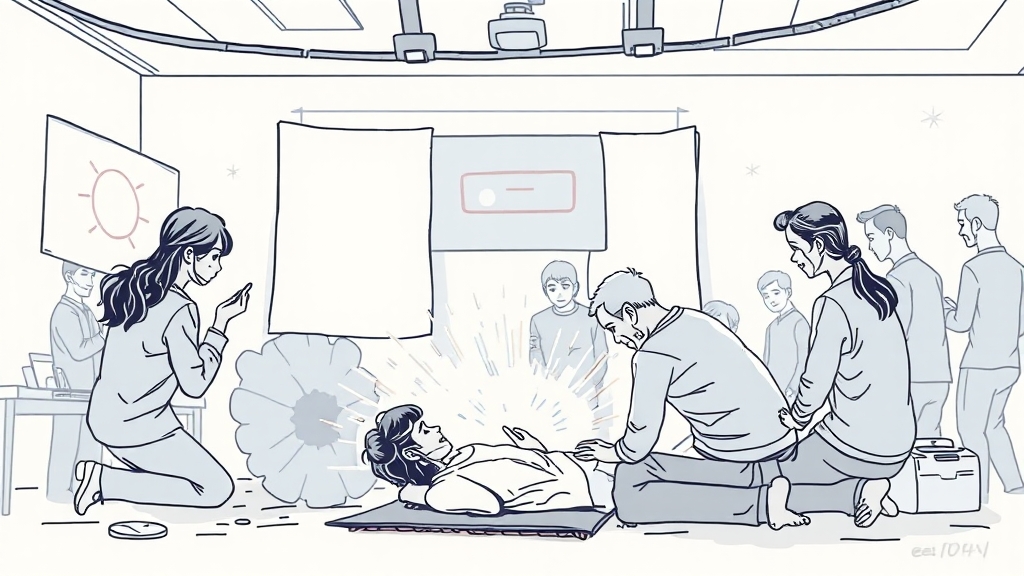 응급 상황 대처: 교육과 실천 (illustration 스타일)