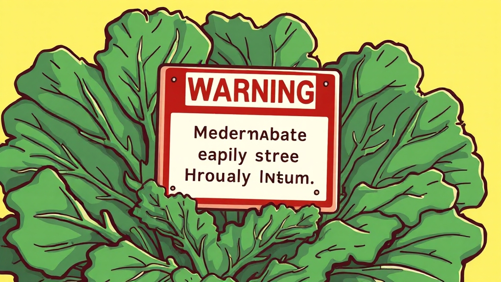 컬리케일 섭취 시 주의사항 (cartoon 스타일)