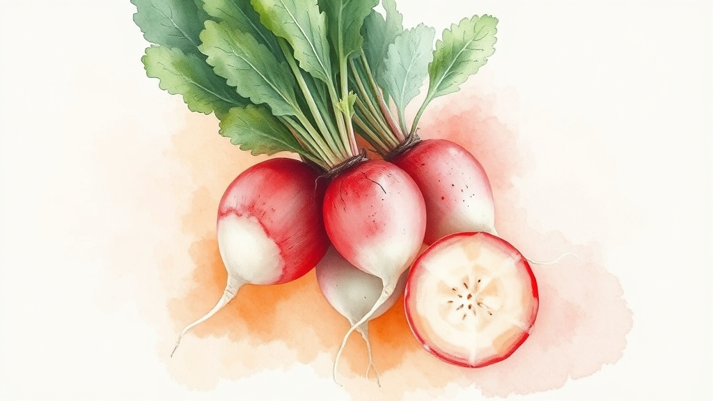 기관지에 좋은 무 고르는 법 (watercolor 스타일)