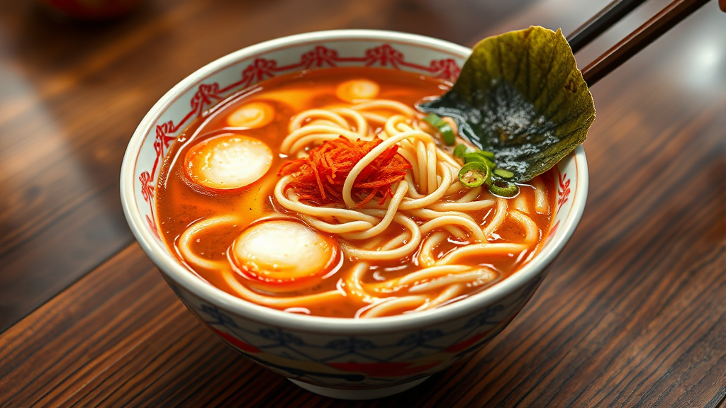 인기 라면 종류별 특징 및 추천 (realistic 스타일)