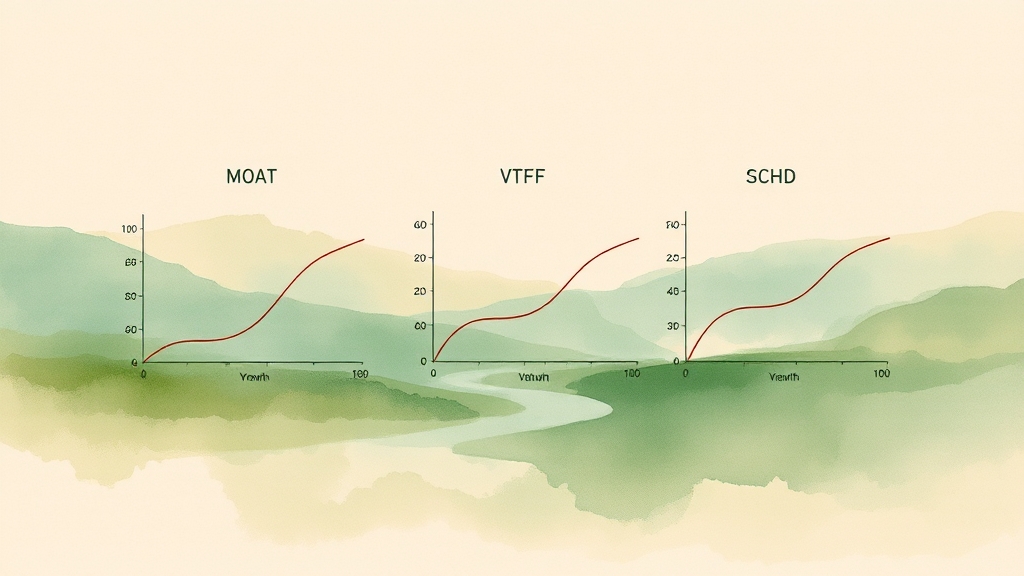 MOAT ETF와 유사한 배당 성장 ETF 비교 (watercolor 스타일)