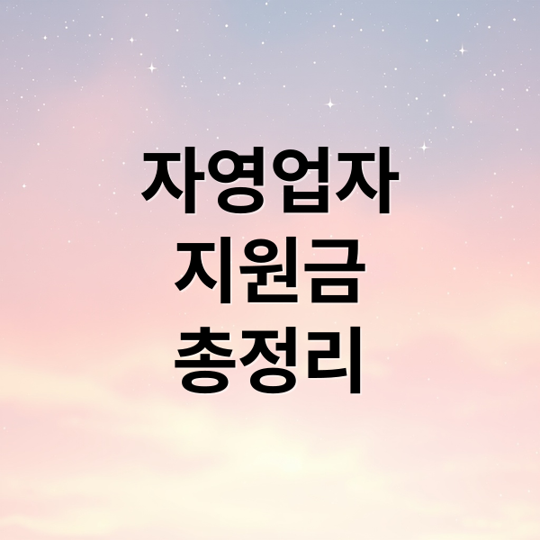 자영업자
지원금
총정리 (자영업자 지원금, 신청 조건, 신청 방법)