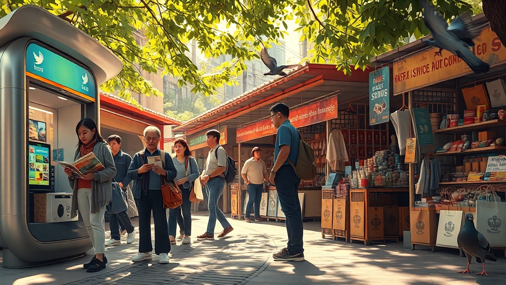 무인 점포, 벼룩시장의 새로운 기회 (realistic 스타일) (재시도)