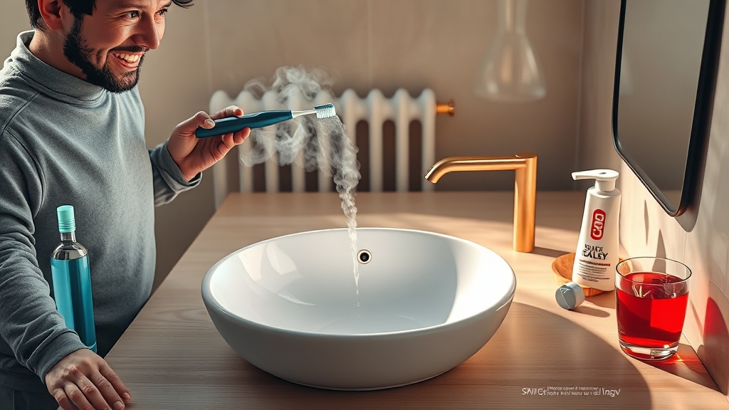 입냄새 제거 위한 올바른 칫솔질 (realistic 스타일)