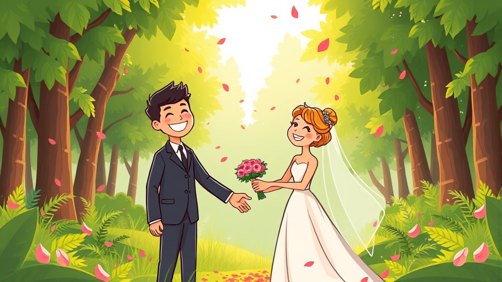 누구나 꿈꾸는 숲속 결혼식, 신청 자격과 일정 확인하기 (cartoon 스타일)