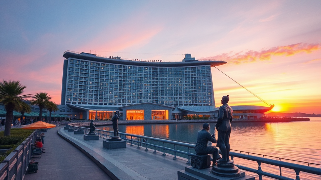 썬크루즈 호텔 반영사진 명소 (watercolor 스타일)