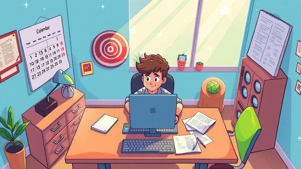 효율적인 학습 계획 및 시간 관리 (cartoon 스타일)