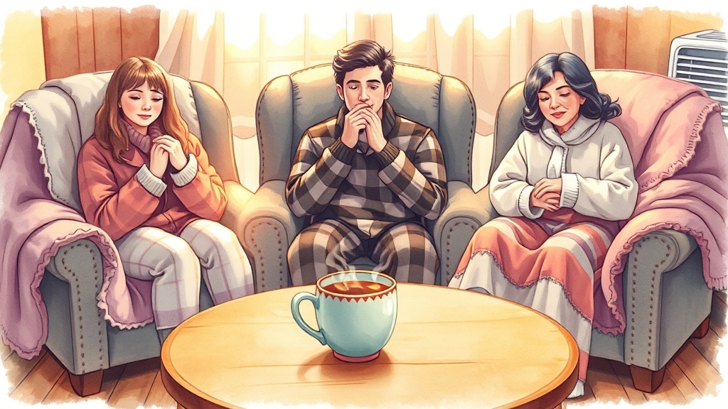 냉방병 발생 시 대처법 (illustration 스타일)