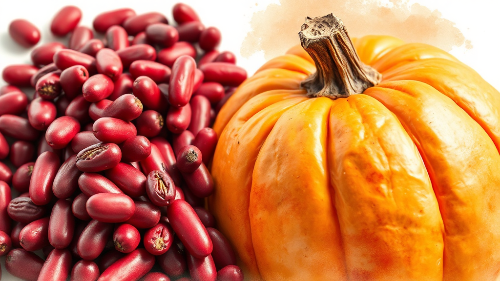 붓기 제거, 호박과 팥의 환상 조합 (realistic 스타일)
