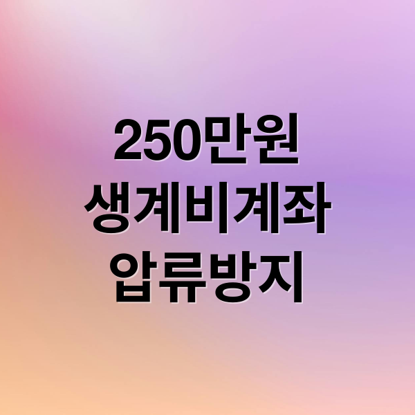 250만원
생계비계좌
압류방지 (생계비 계좌 압류방지 250만원)