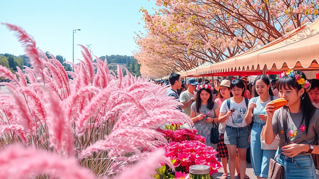 핑크뮬리 축제 개요 (realistic 스타일)