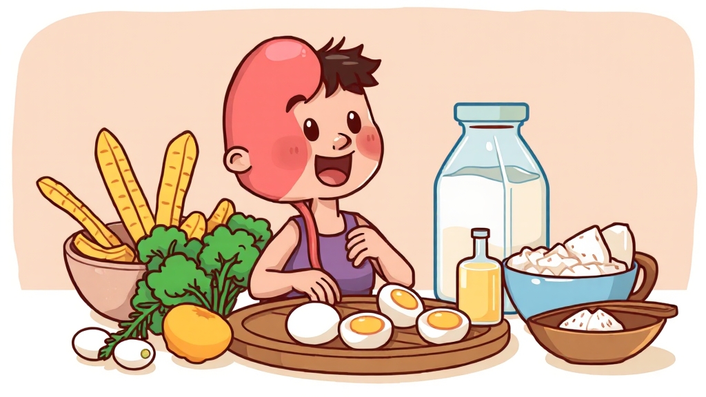 알부민 섭취 방법 및 주의사항 (cartoon 스타일)