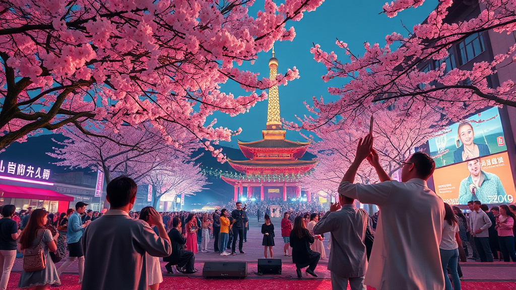 군항제와 함께 즐기는 음악 축제 (realistic 스타일)