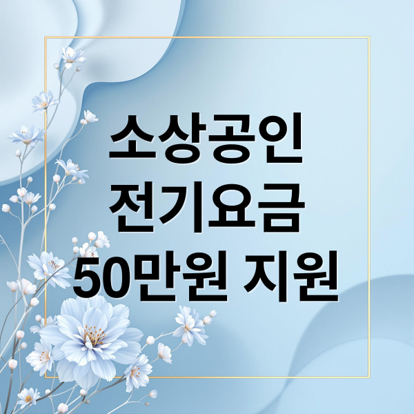 소상공인
전기요금
50만원 지원 (소상공인 전기요금 특별지원)