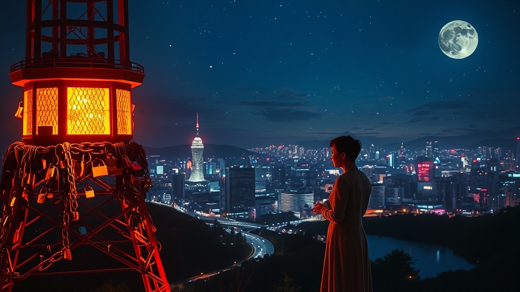 남산 N서울타워 야경 감상 (realistic 스타일)