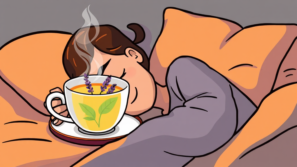 숙면에 도움을 주는 다양한 허브차 소개 (cartoon 스타일)