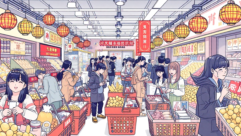 대형마트 가격 경쟁 심화 (illustration 스타일)