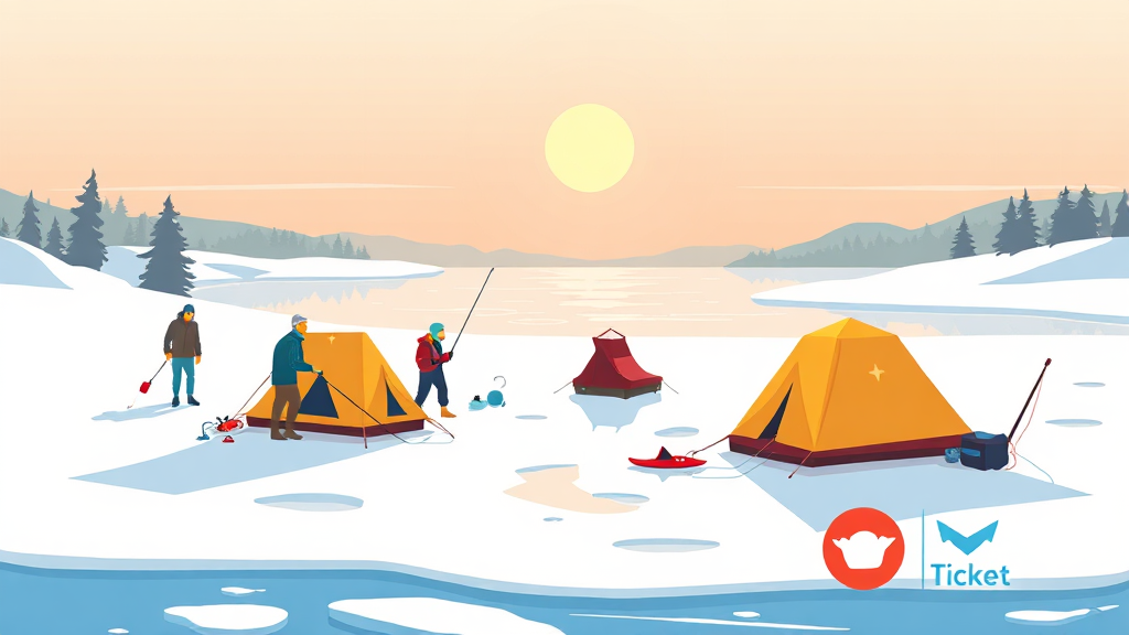 얼음낚시 예약 방법 (cartoon 스타일)