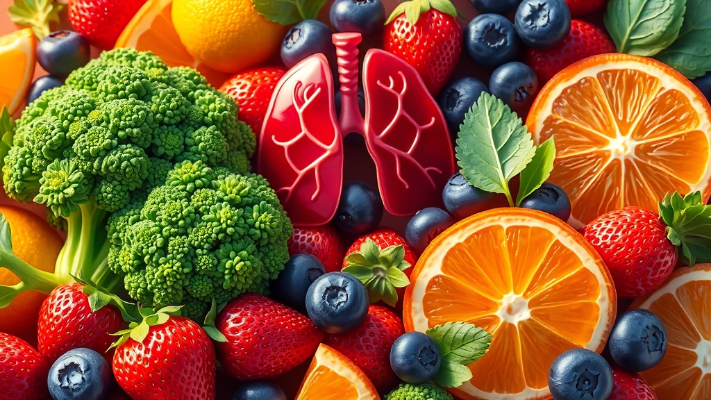 폐암 예방 영양소 (illustration 스타일)