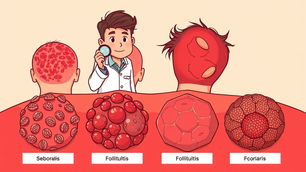 자가 진단 및 감별 질환 (cartoon 스타일)