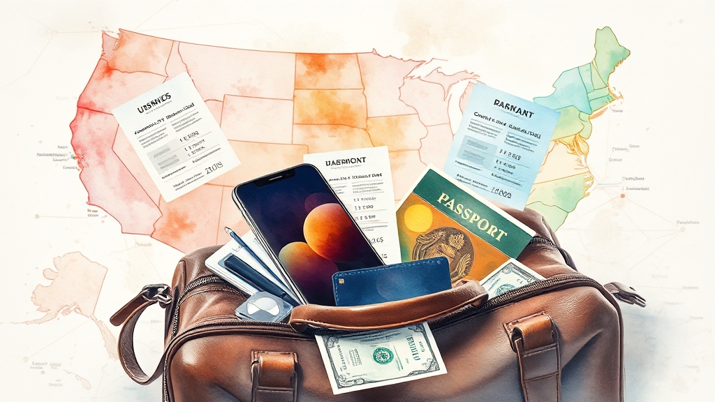 미국 데이터 비용 비교: 유심 vs eSIM vs 로밍 (watercolor 스타일)