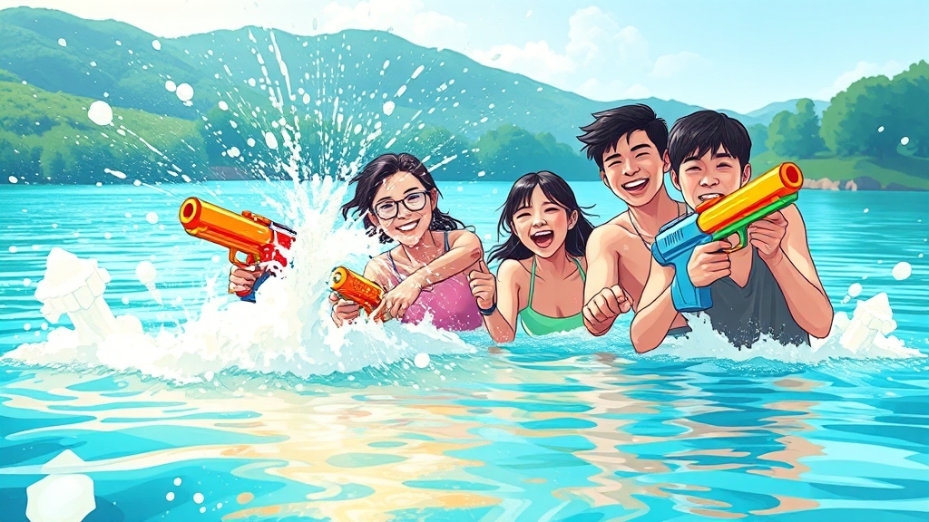장흥 물축제는? (illustration 스타일)
