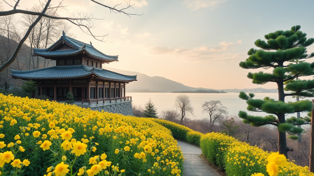 봄바람 따라 걷는 전라북도 힐링 여행 코스 (realistic 스타일)