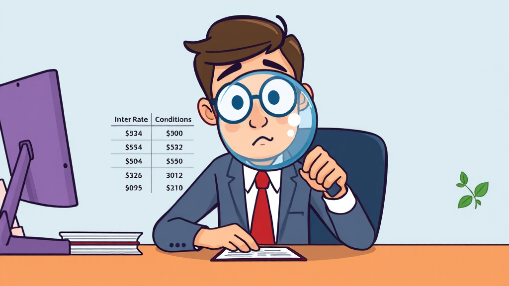 은행별 마이너스 통장 조건 비교 (cartoon 스타일)