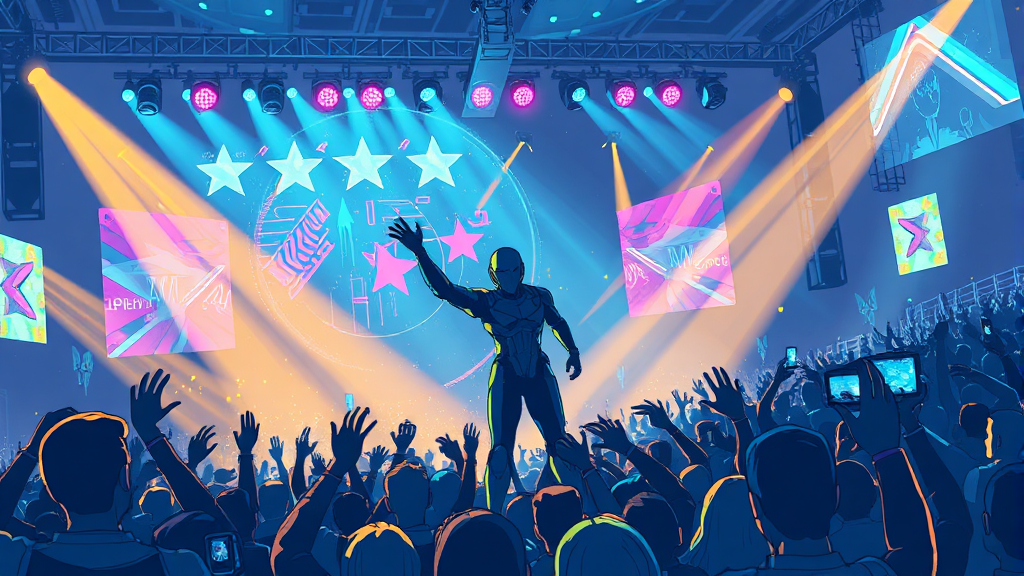 AI 엔터 시장, 혁신 그 자체 (illustration 스타일)