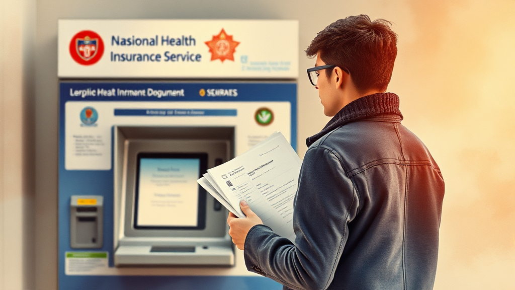 오프라인 발급: 발급기 및 방문 (watercolor 스타일)