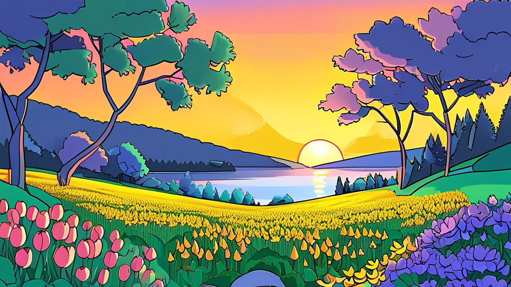양산 황산공원: 봄꽃의 향연 속으로 (cartoon 스타일)