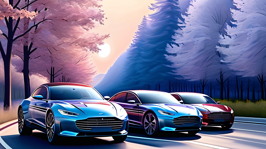 현대 세단 라인업: 아반떼, 쏘나타, 그랜저 비교 (watercolor 스타일)