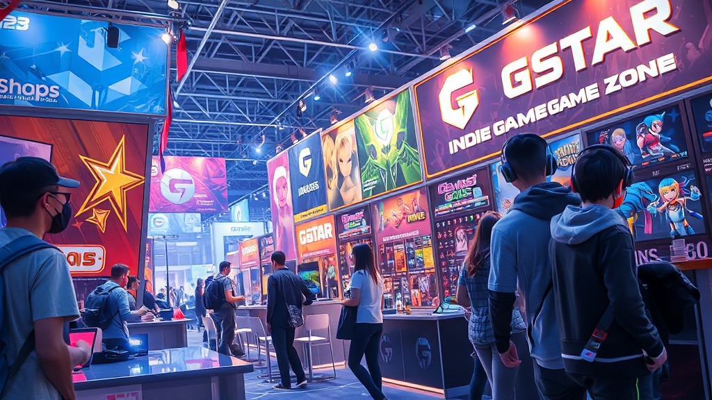 인디 게임 존, 숨겨진 보석 발견 (realistic 스타일)