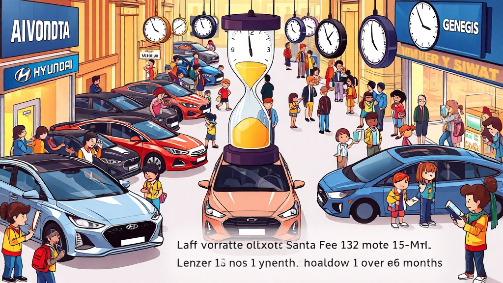 차종별 현대차 출고 예상 기간: 얼마나 기다려야 할까? (cartoon 스타일)