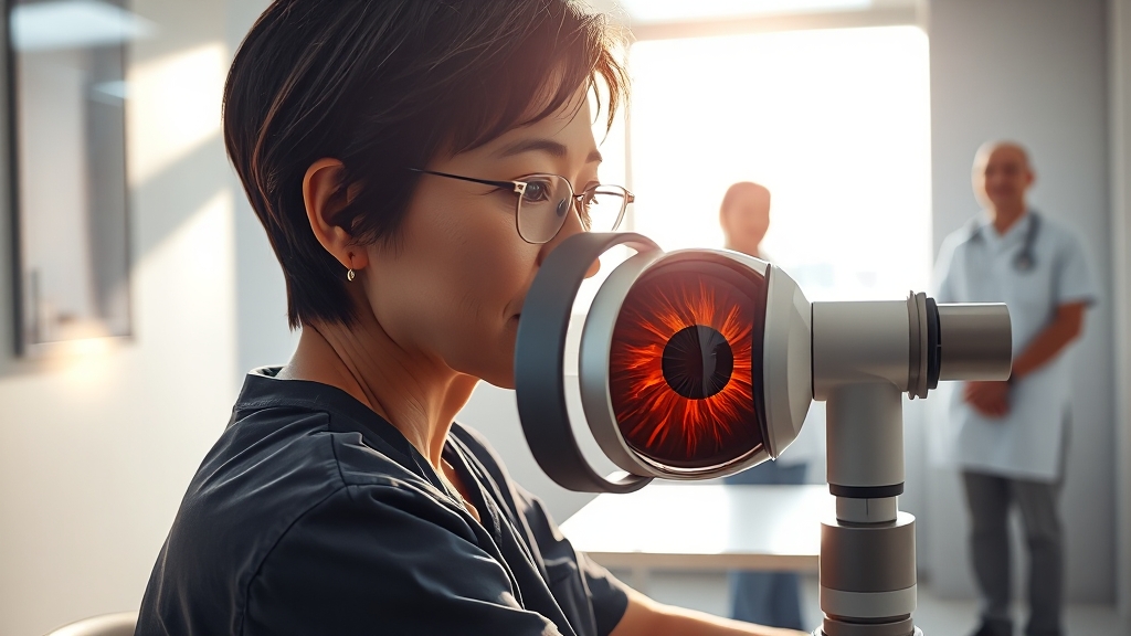 비문증 검사 시점과 병원 선택 (realistic 스타일)