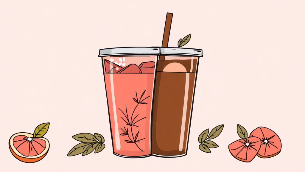 리유저블컵 실물 후기 및 음료 맛 평가 (illustration 스타일)