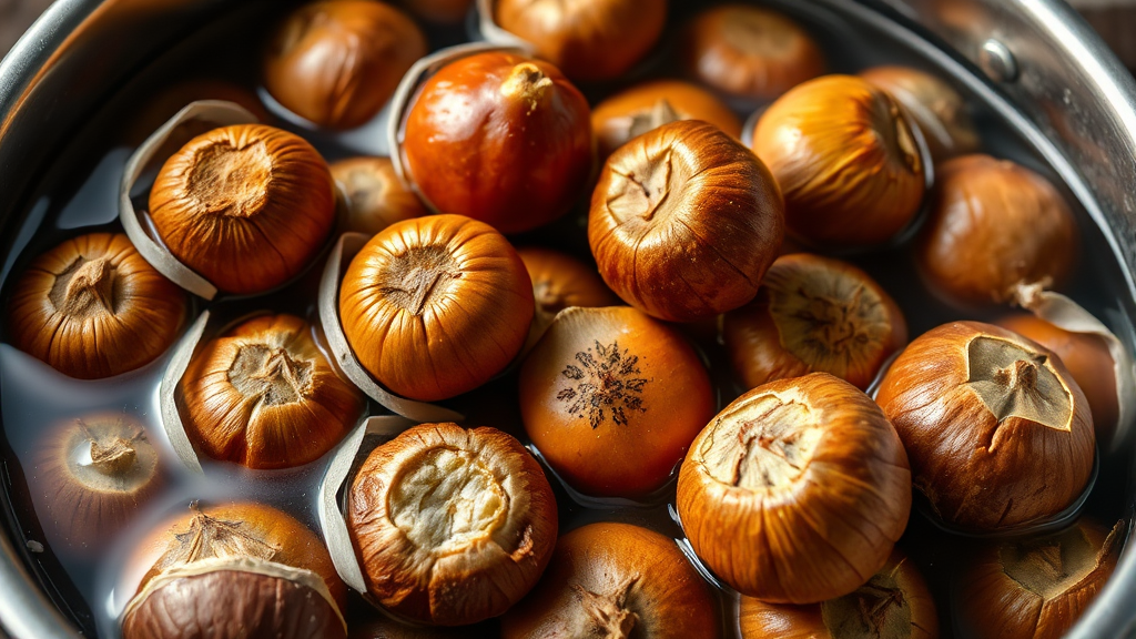 삶은 밤 껍질 쉽게 까는 법 (realistic 스타일)