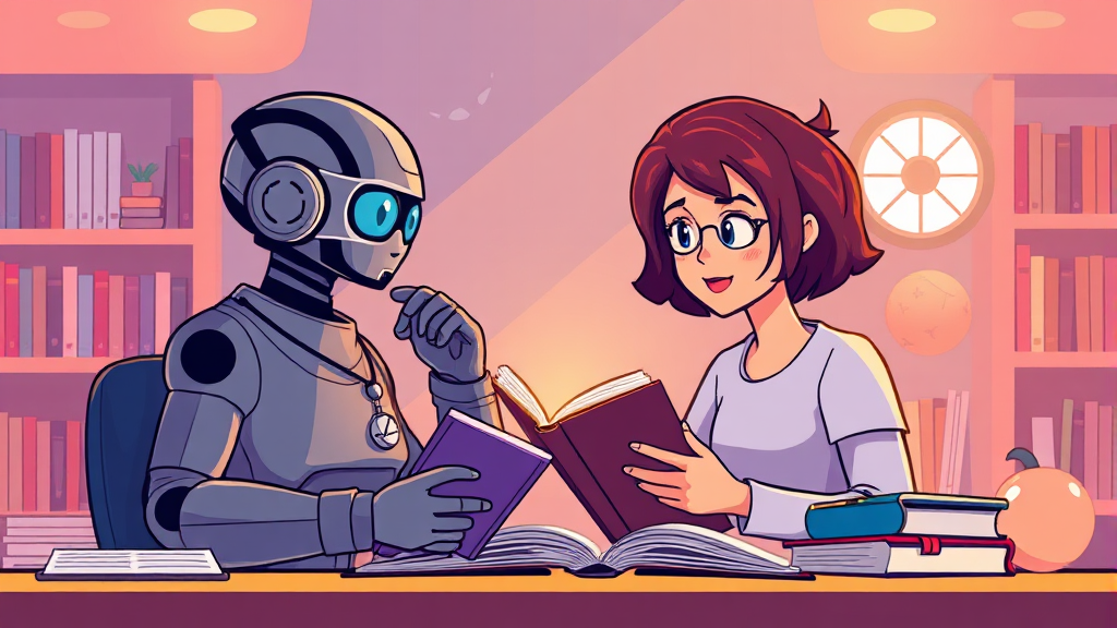 AI와 인간의 공존: 지식인의 가치 변화와 새로운 기회 (cartoon 스타일)