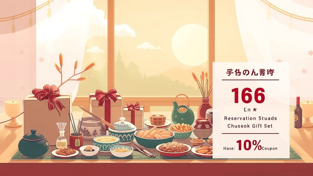 추석 선물세트 예약 안내 (illustration 스타일)