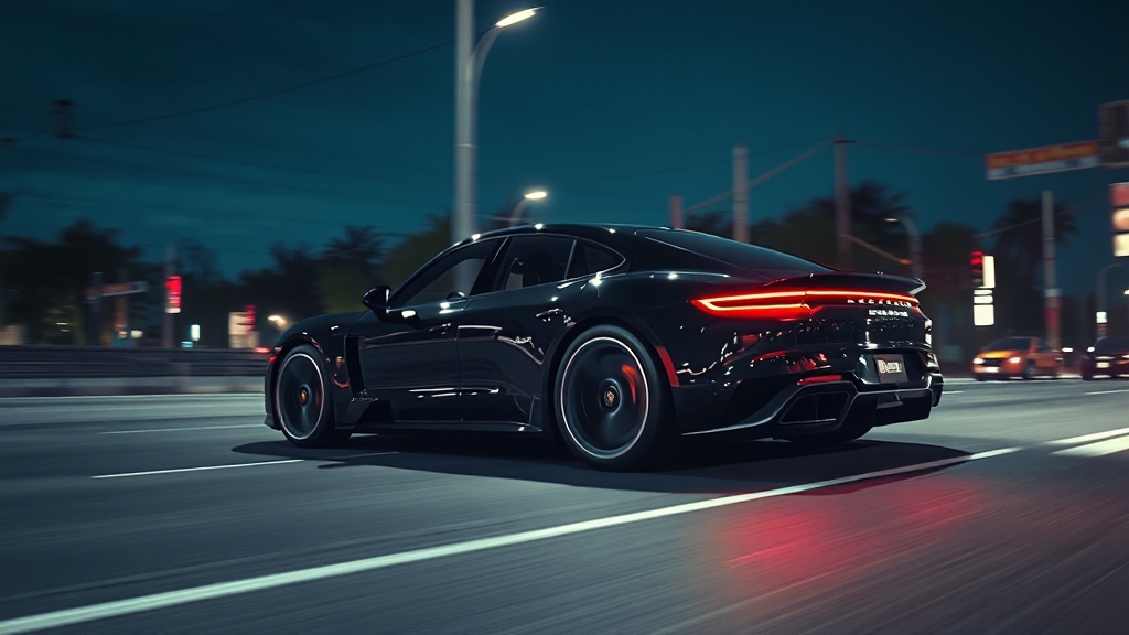 타이칸 4 모델과 블랙 에디션 비교 (realistic 스타일)