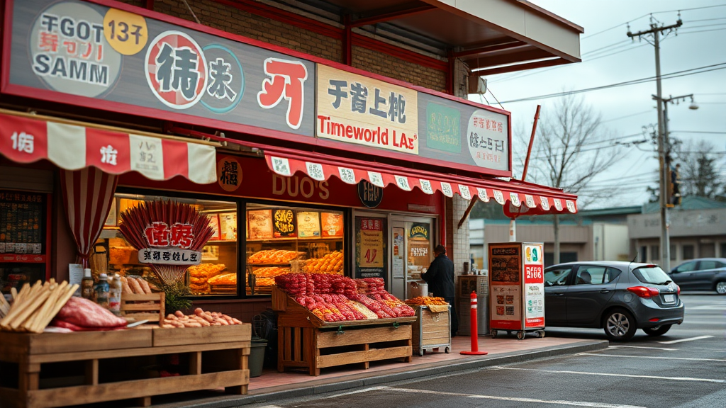 이차돌 플러스 대전타임월드점: 매장 정보와 편의시설 (realistic 스타일)