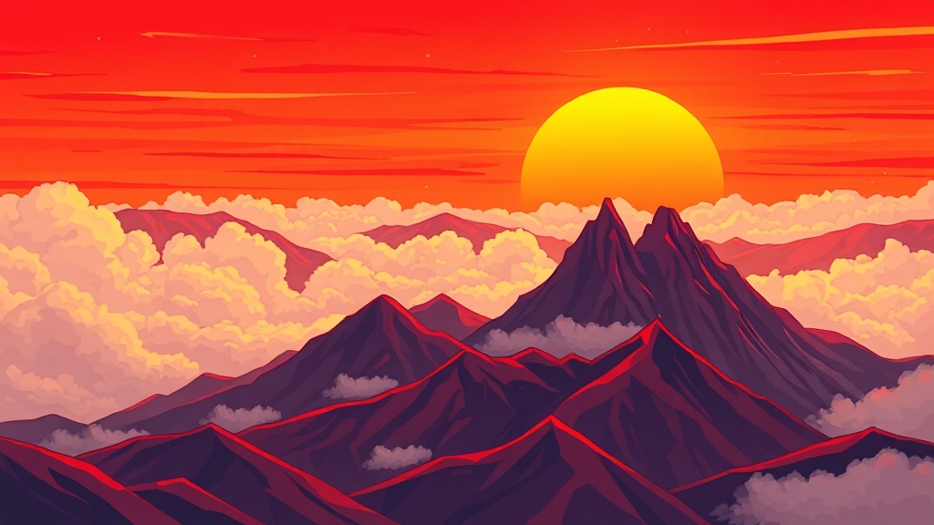 노고단 풍경 (cartoon 스타일)