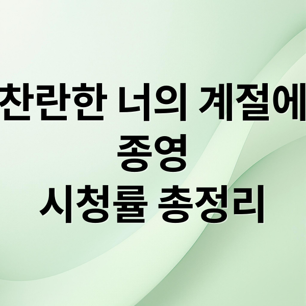 찬란한 너의 계절에
종영
시청률 총정리 (찬란한 너의 계절에 시청률 3.1%)