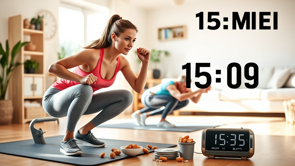 15분 홈트: 초보자 맞춤 루틴 (realistic 스타일)