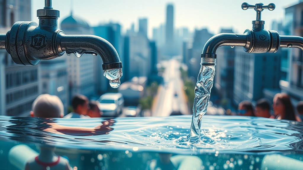 지속적인 물 절약, 미래 대비 (realistic 스타일)