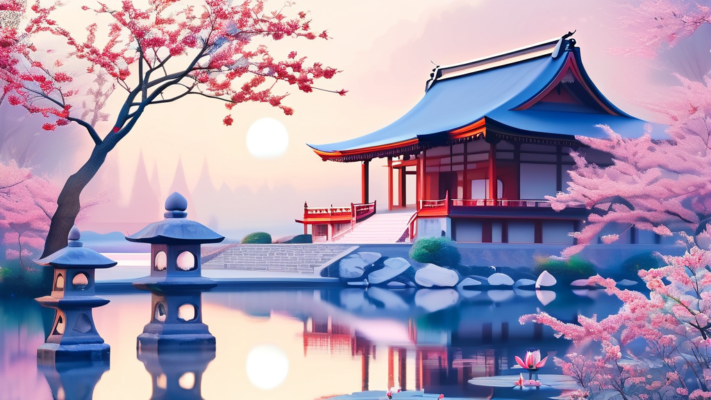 창선도의 숨은 보석: 운대암과 영산전 (watercolor 스타일)